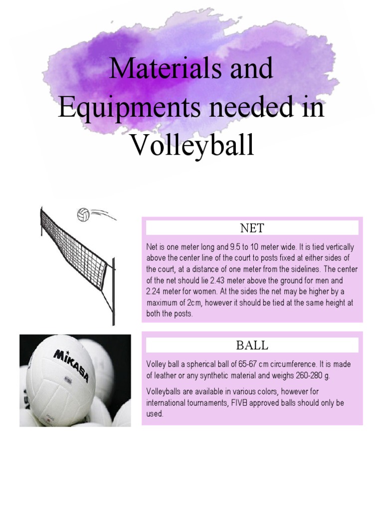 Materials and Equipments Needed in Volleyball PDF Volleyball Shoe
