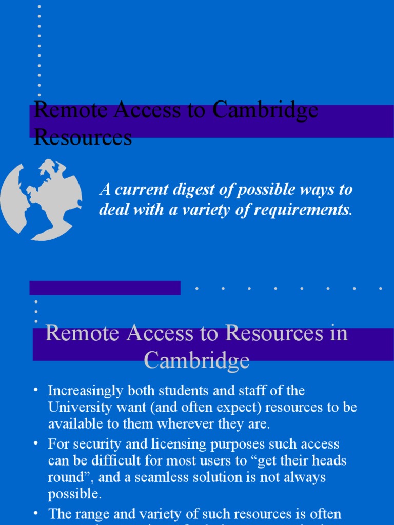 Cambridge Remote Access Guide | PDF | Remote Desktop Services ...