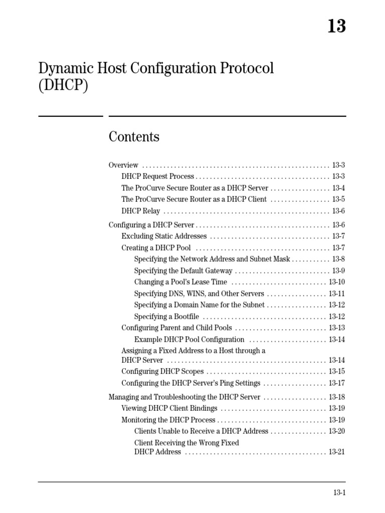 DHCP Configuration Guide for ProCurve Router | PDF | Ip Address ...
