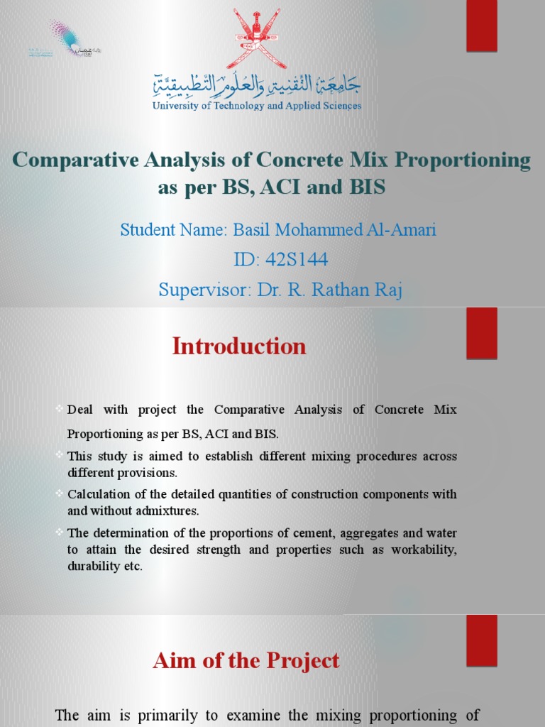 Comparative Analysis of Concrete Mix Proportioning As Per BS, ACI and