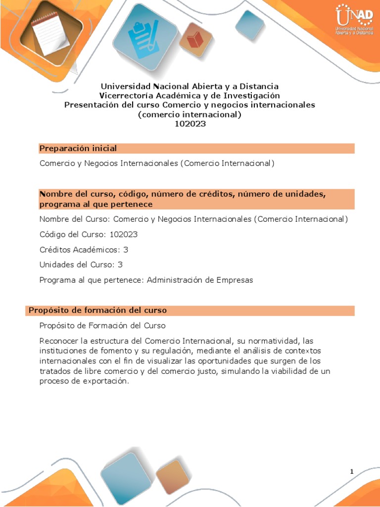 Curso de Comercio Internacional UNAD | PDF | El comercio internacional ...