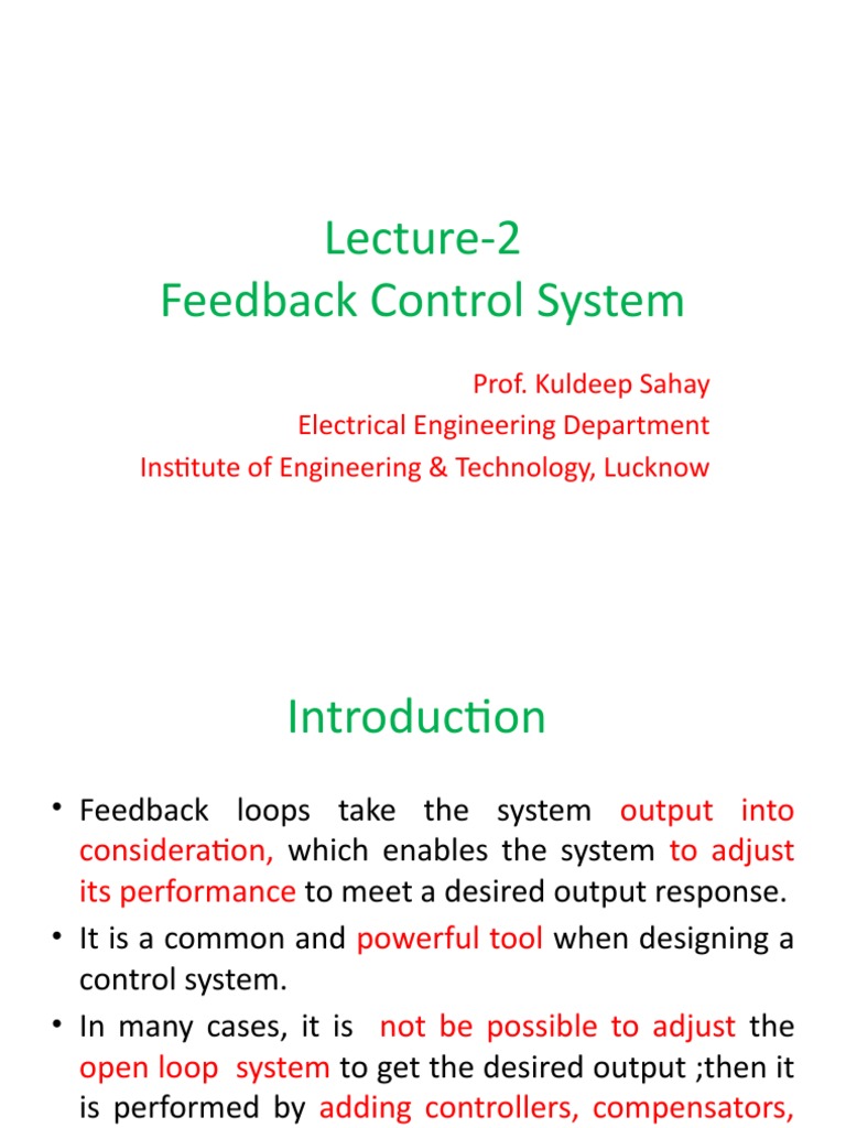 Feedback Control System Overview | PDF | Feedback | Control System