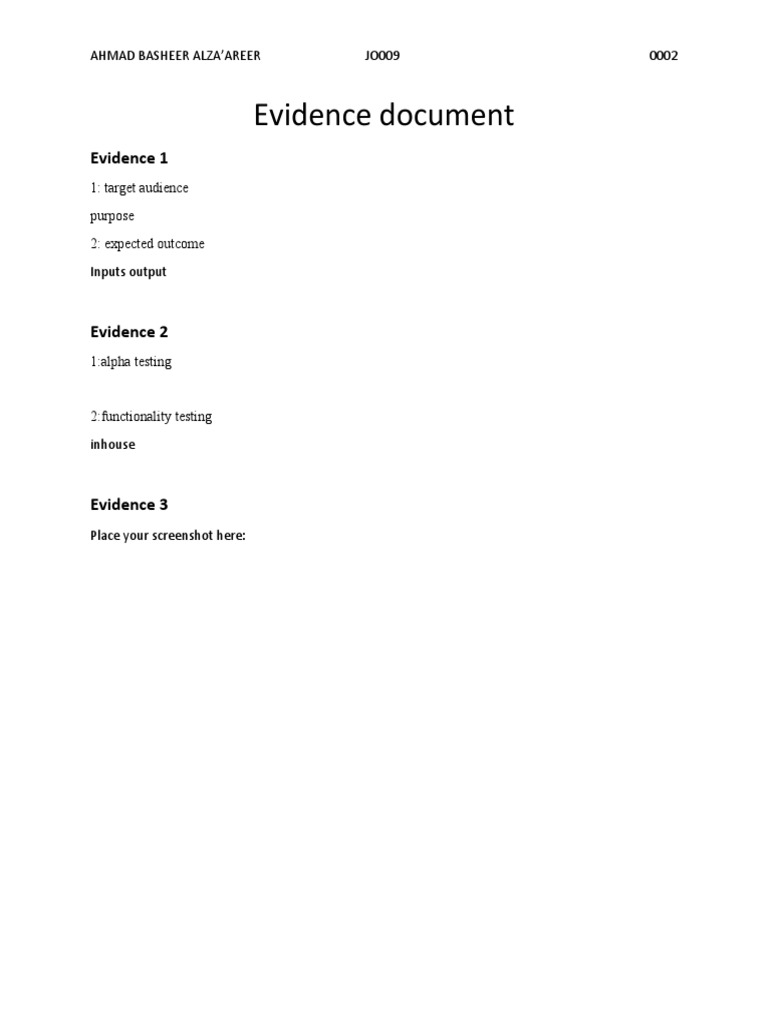 Evidence Document for Ahmad Basheer Alza’areer | PDF