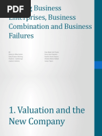 Valuing Business Enterprises, Business Combination and Business Failures