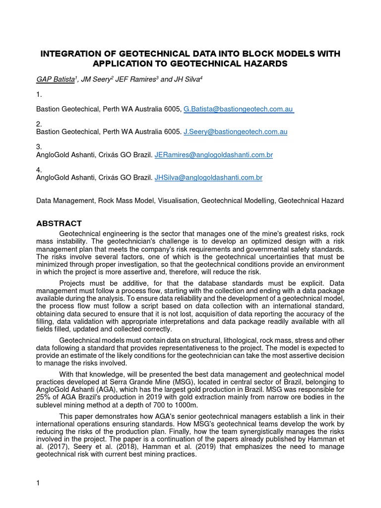 Geotechnical Data Integration for Risk Management | PDF | Geotechnical ...