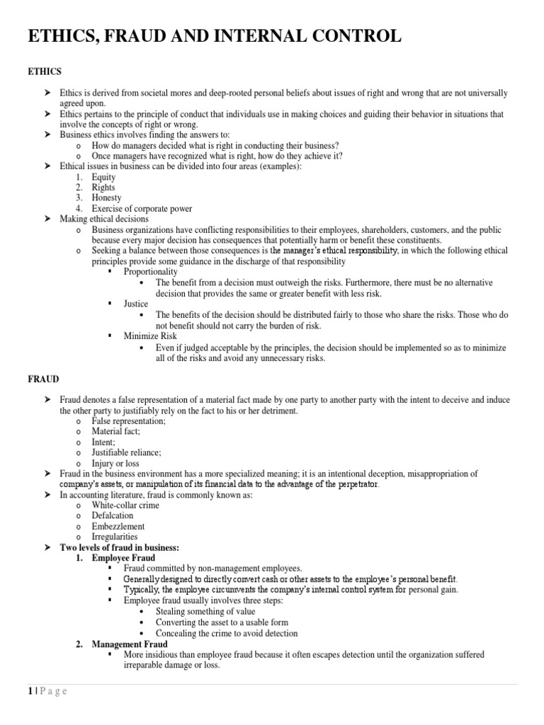 Ethics, Fraud and Internal Control | PDF | Internal Control | Sarbanes ...