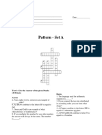Pattern - Set A: Test 1: Give The Answer of The Given Puzzle. (20 Points) Across Down