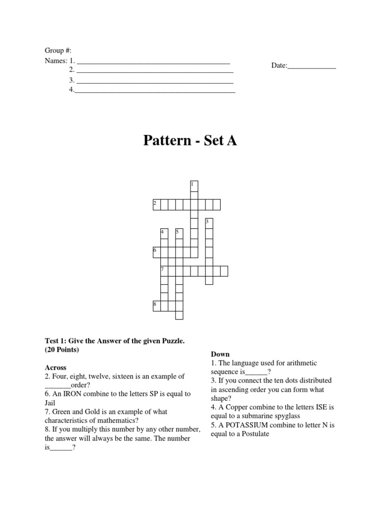 Pattern Recognition and Puzzles | PDF