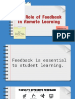 Role of Feedback in Remote Learning