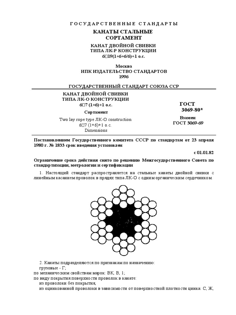 ГОСТ 3069-80 Канаты Стальные. Сортамент PDF | PDF