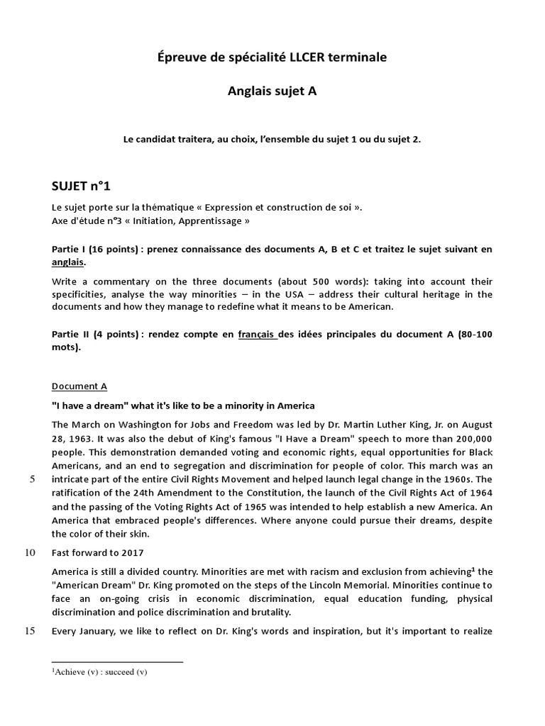 Bac  Épreuve de Spécialité LLCER  Sujet Et Corrigé N°1  PDF  Selfie