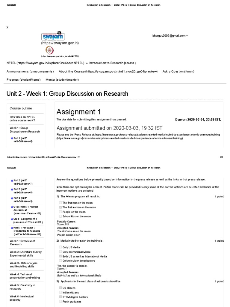 Week 1 Research Discussion Overview | PDF | Astronauts | Moon