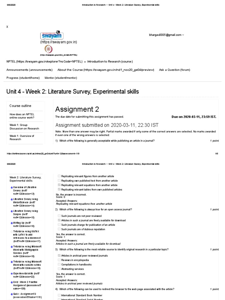 Nptel Research Assignment 2 | PDF | Citation | Academic Journal
