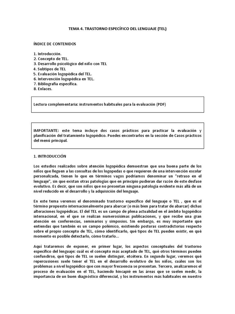 Tel PDF | PDF | Patología del habla y Lenguaje | Palabra