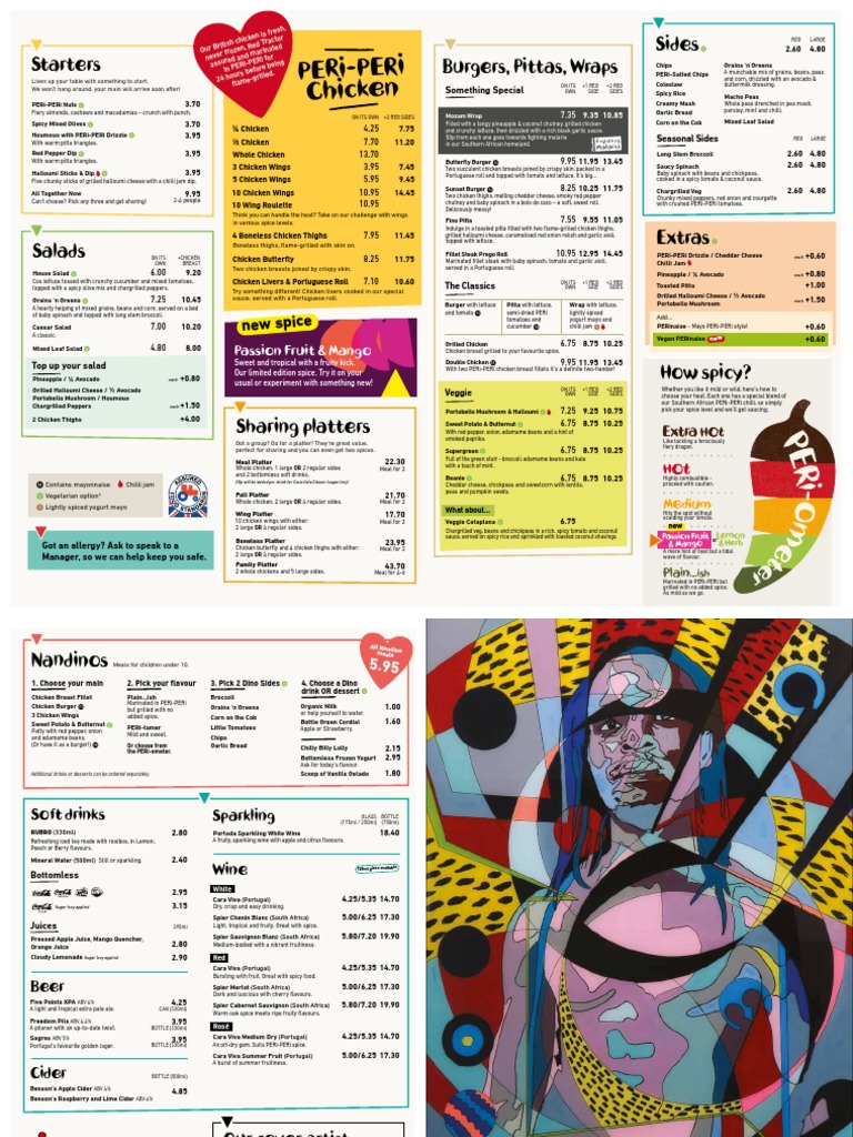 Peri-Peri Chicken: Sides Starters Burgers, Pittas, Wraps | PDF | Drink ...