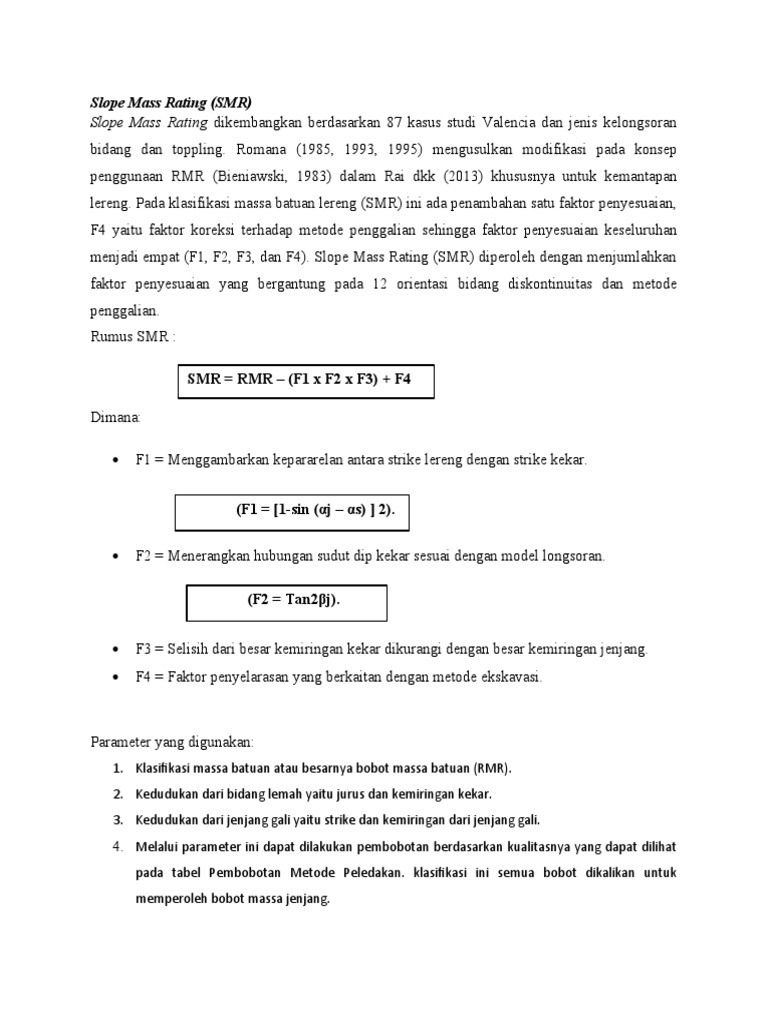Slope Mass Rating Smr Pdf