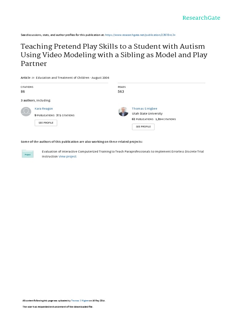 Video Modeling for Autism Play Skills | PDF | Autism Spectrum | Sibling