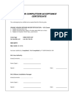 Job Completion Acceptance Certificate: Mosap# RO / CE # CE-0996