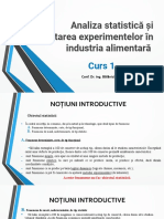 Curs1 - Analiza Statistică Și Proiectarea Experimentelor În Industria Alimentară