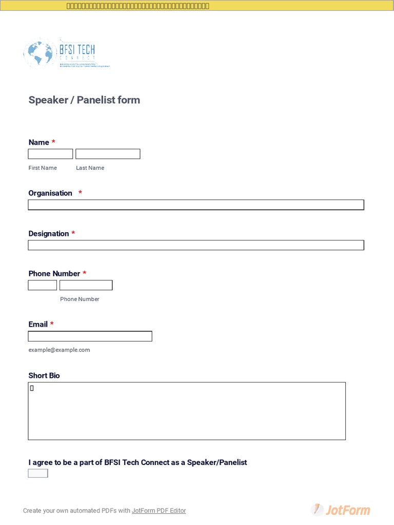 Speaker - Panelist Form PDF | PDF