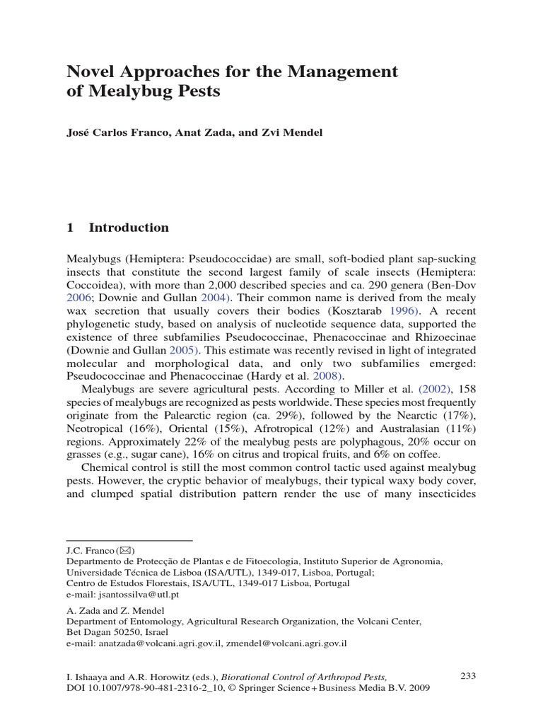 Novel Approaches For The Management of Mealybug Pests: José Carlos ...