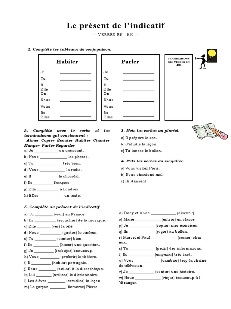 Llamarse Present De L Indicatif Verbes en Er Au Prsent de Lindicatif | PDF | Verbe | Grammaire