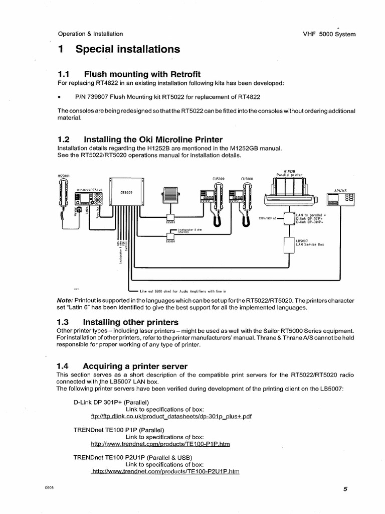 Sailor 5022 Printer Install Manual PDF | PDF