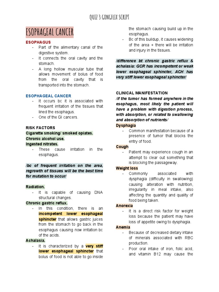 Esophageal Cancer Overview and Management | PDF | Esophagus | Metastasis