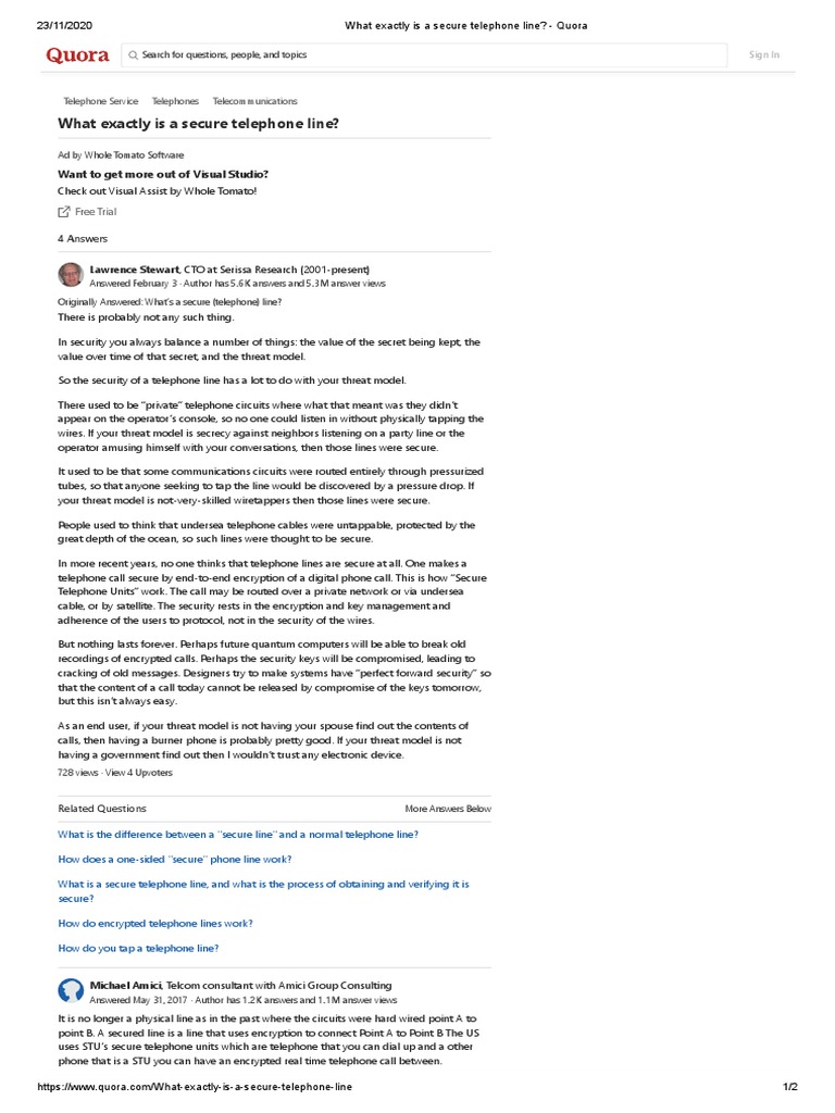What Exactly Is A Secure Telephone Line Quora PDF Telephone