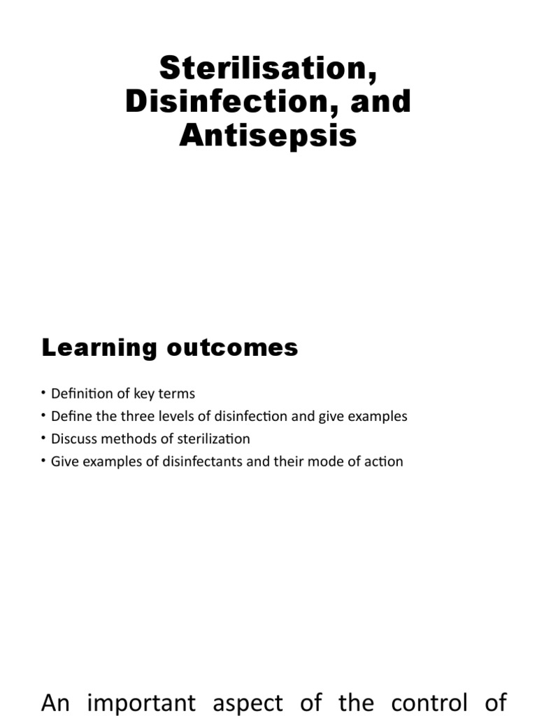 Sterilisation, Disinfection, and Antisepsis PDF Disinfectant