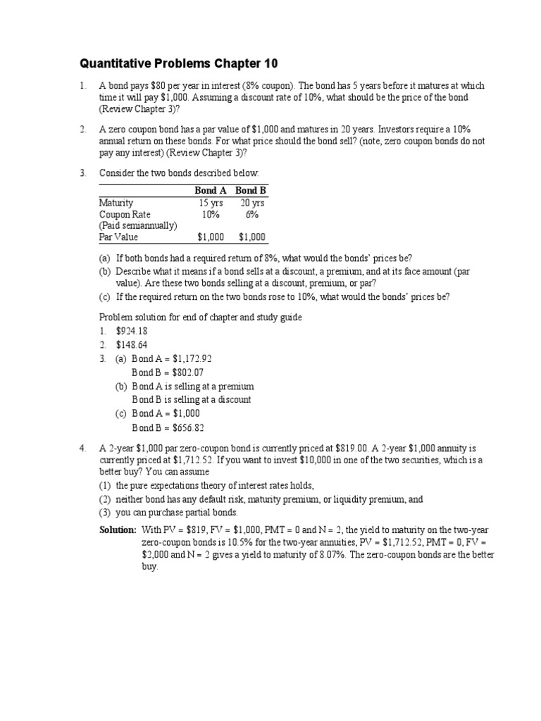 Bond Market Quantitative Problems | PDF | Bond Duration | Bonds (Finance)
