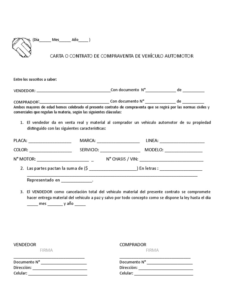 CONTRATO-DE-COMPRAVENTA Motos | PDF
