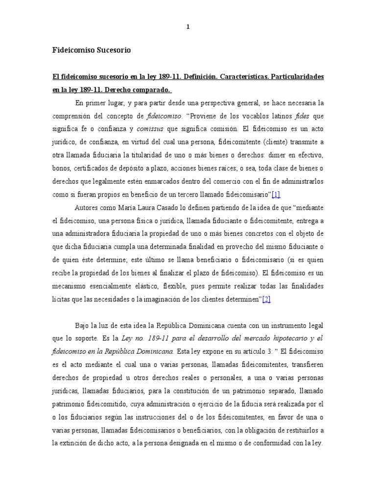 Fideicomiso Sucesorio en la Ley 189-11 | PDF | Ley de fideicomiso ...