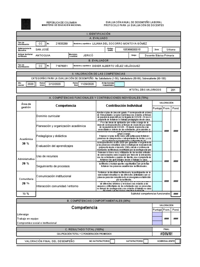 Evaluación Anual de Desempeño Docente | PDF | Evaluación | Gestión del ...