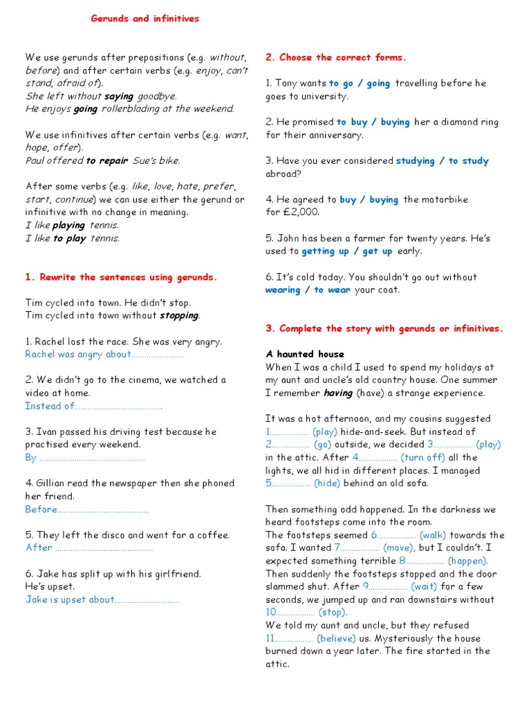 Gerunds and Infinitives Explained | PDF | Linguistic Morphology | Grammar