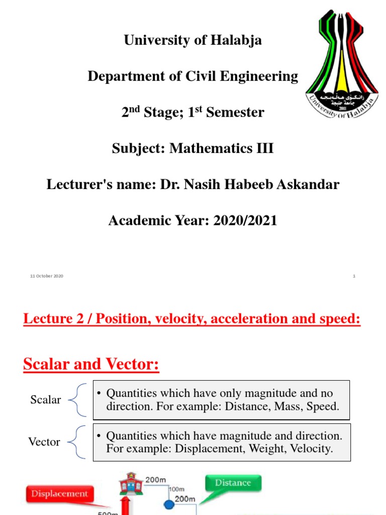 Scalars and Vectors in Motion Analysis | PDF | Euclidean Vector ...