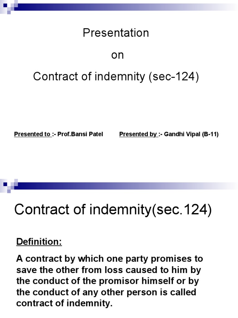 Understanding Contract of Indemnity (Sec 124) | PDF