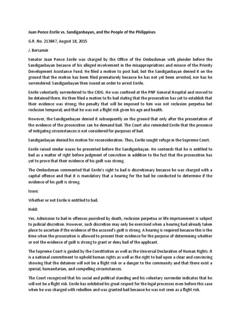 J. Bersamin: Juan Ponce Enrile vs. Sandiganbayan, and The People of The ...