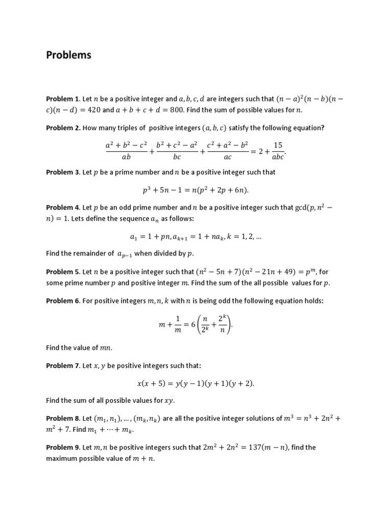 Number Theory Problems and Solutions PDF Prime Number Numbers