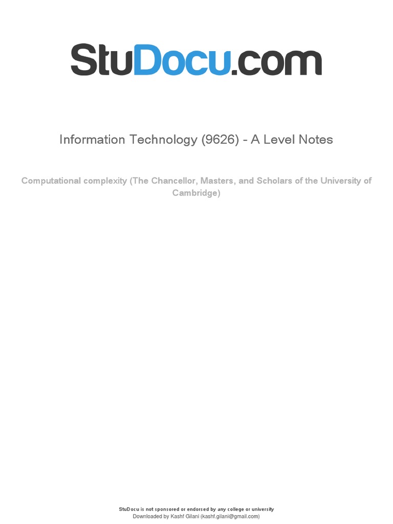 A Level IT Notes: Information Technology 9626 | PDF | Internet Protocol ...