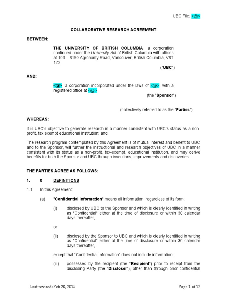 Collaborative Research Agreement - Option | PDF | Patent Application ...