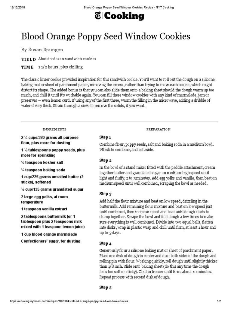 Blood Orange Poppy Seed Window Cookies Recipe NYT Cooking PDF