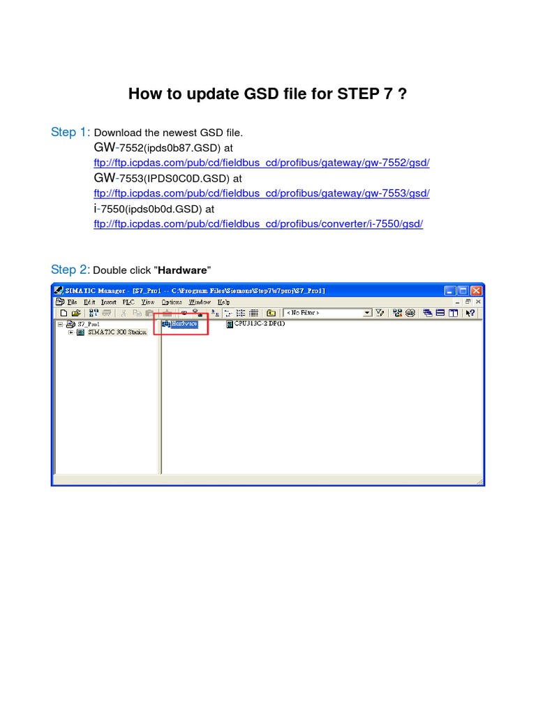 Update GSD File for STEP 7 Guide | PDF