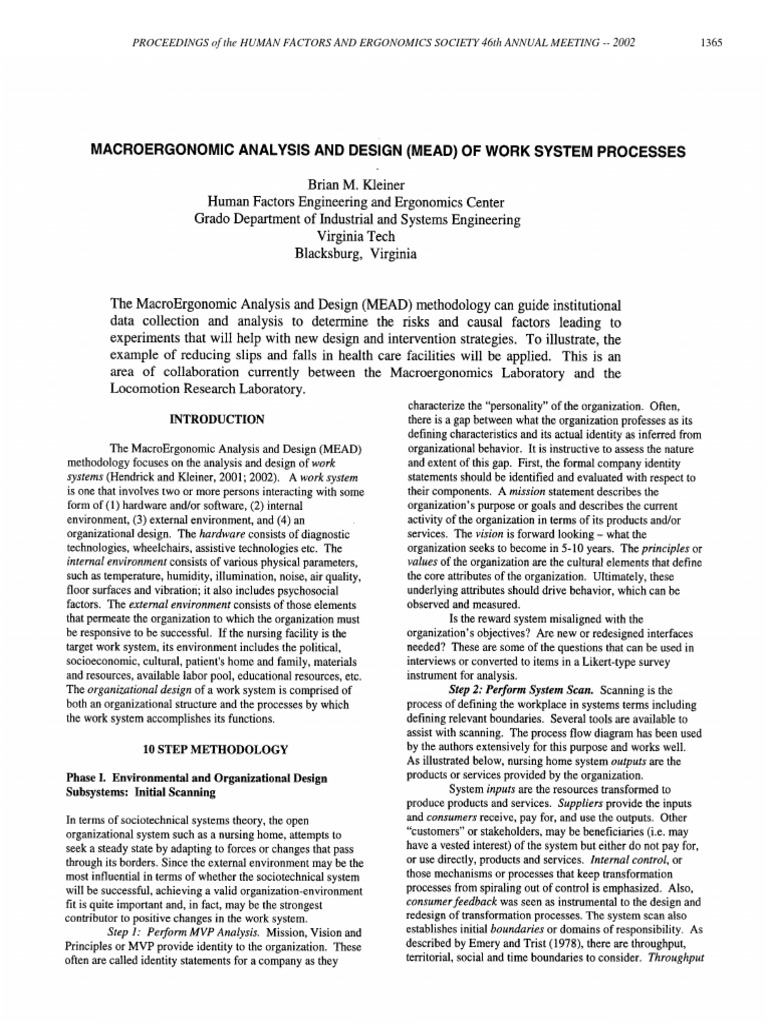 MacroErgonomic Work System Design | PDF | System | Human Factors And ...