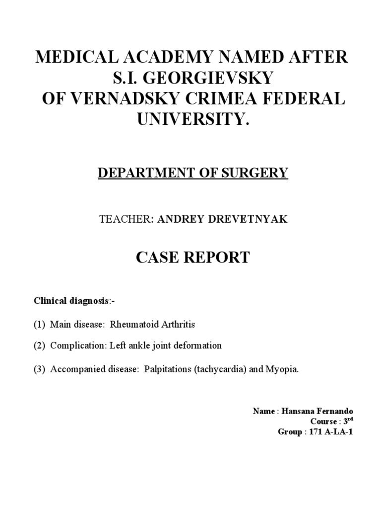 CASE REPORT - Rheumatoid Arthritis | PDF | Rheumatoid Arthritis | Heart