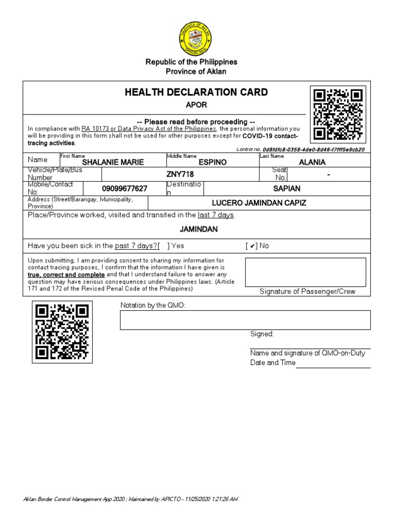 Health Declaration Land PDF PDF Government And Personhood