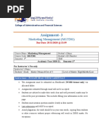 Assignment-3: Marketing Management (MGT201)