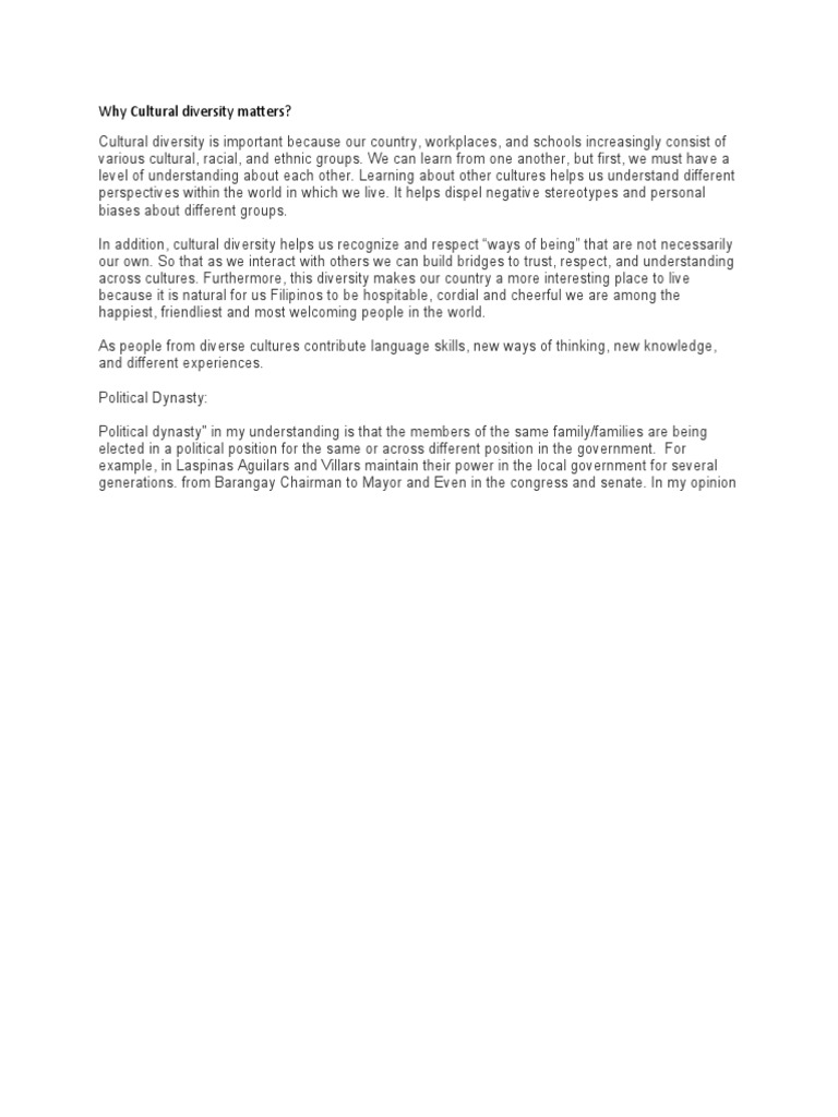 Importance of Cultural Diversity | PDF