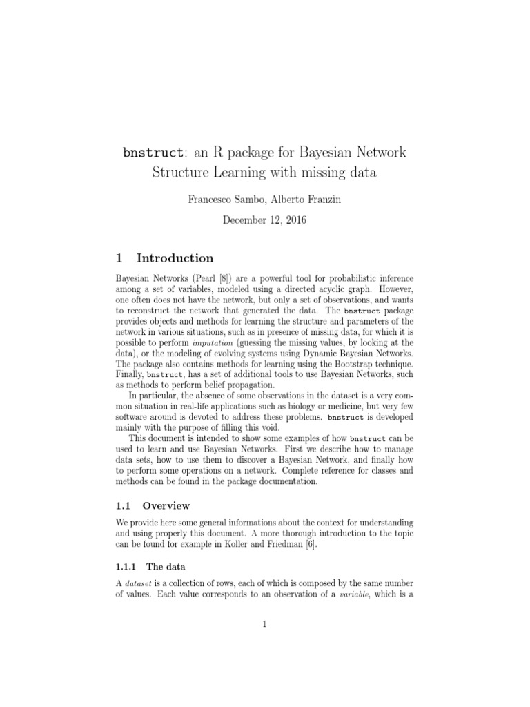 Bnstruct: An R Package For Bayesian Network Structure Learning With ...