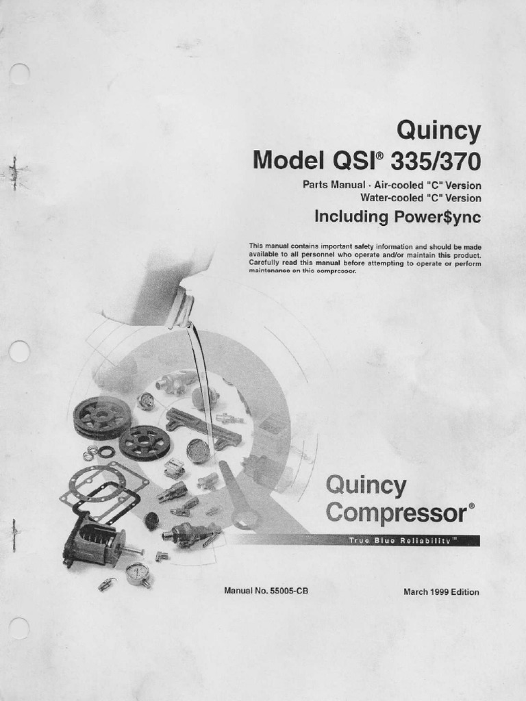 Quincy Model QSI 335370 Parts ManualAir CooledC Version Water